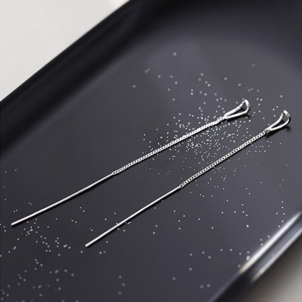 *NEW 925 Sterling Silver Chain Drop Earrings - Picture 3 of 6